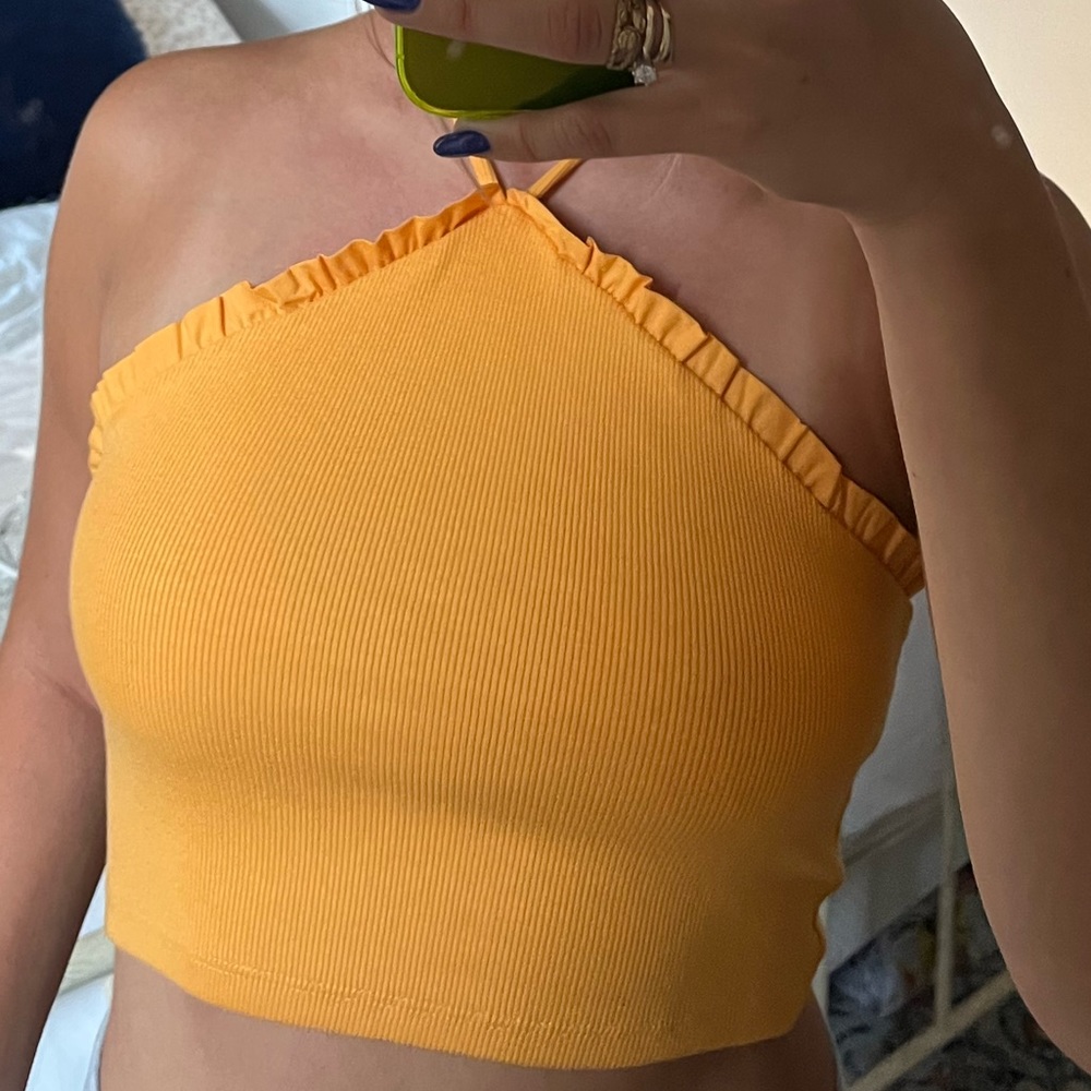 Zara Orange Ruffle Rodger Top